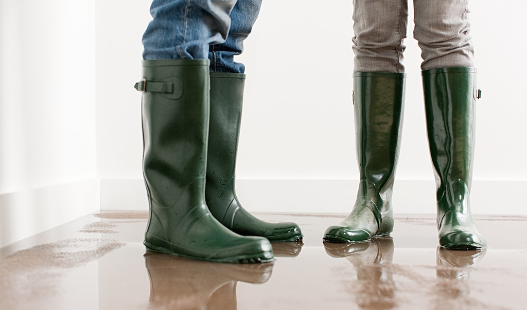 Boots in a house during a flood